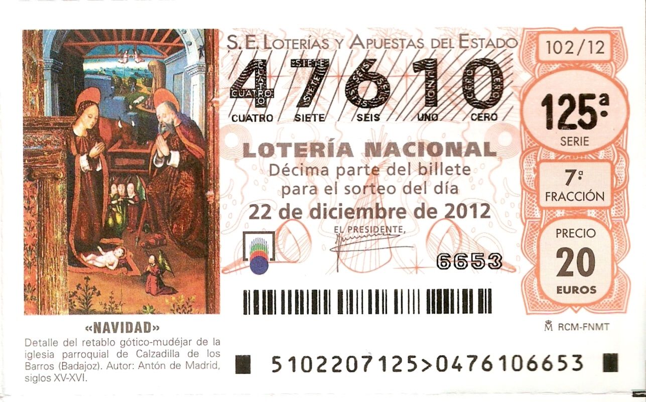 Décimo de lotería de Navidad