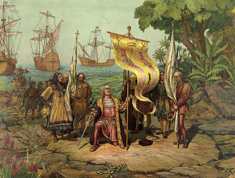 Colón tomando posesión de Guanahani
